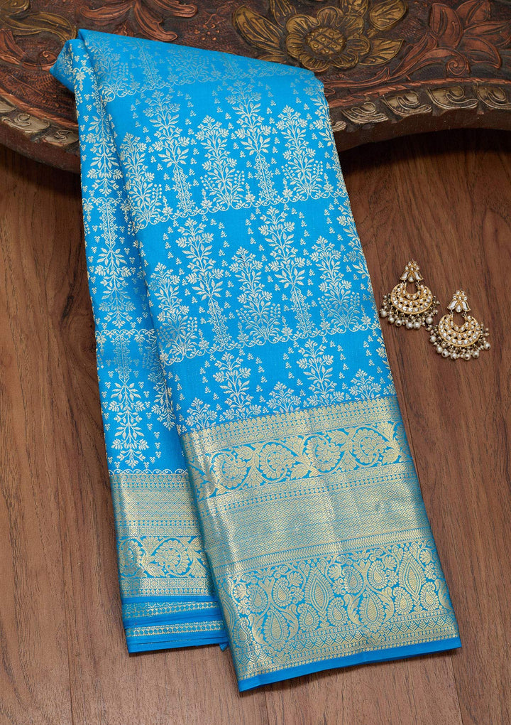 Royal Blue Zariwork Pure Silk Saree-Koskii