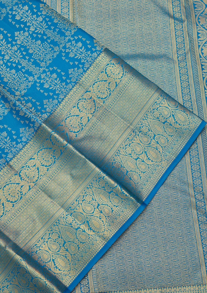 Royal Blue Zariwork Pure Silk Saree-Koskii