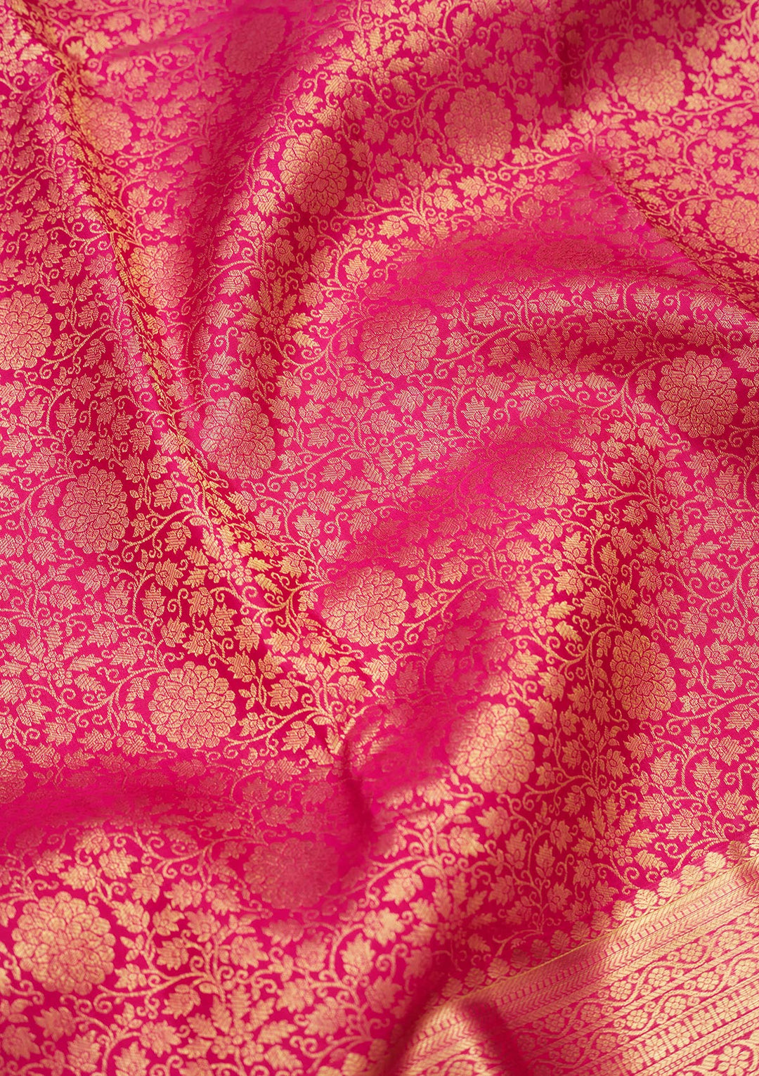 Magenta Pink Zariwork Pure Silk Saree-Koskii