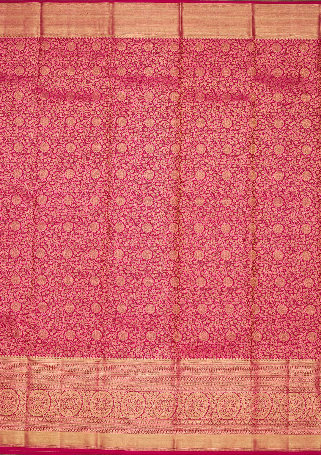 Magenta Pink Zariwork Pure Silk Saree-Koskii