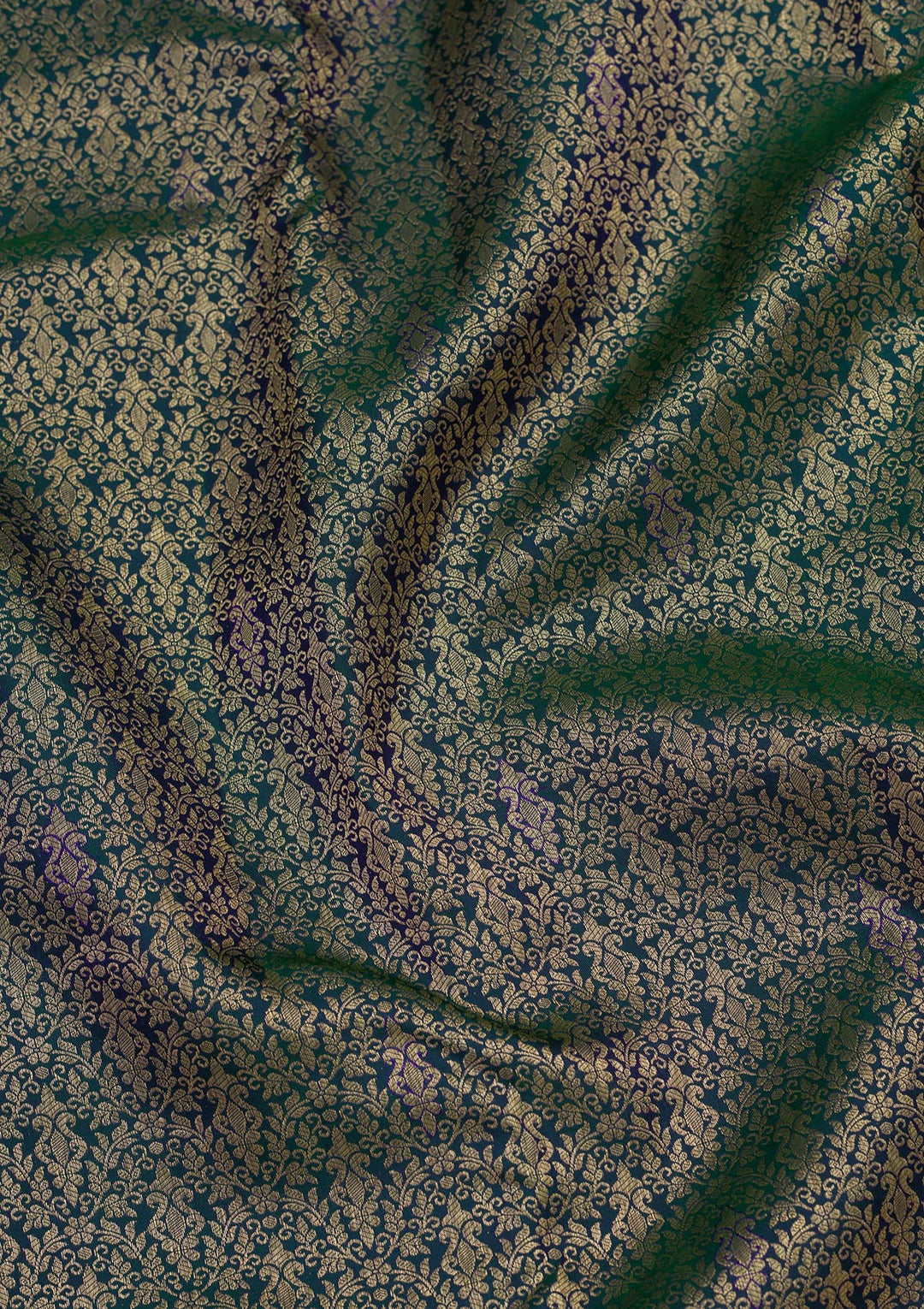 Rama Green Zariwork Pure Silk Saree-Koskii