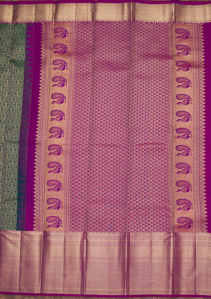 Rama Green Zariwork Pure Silk Saree-Koskii