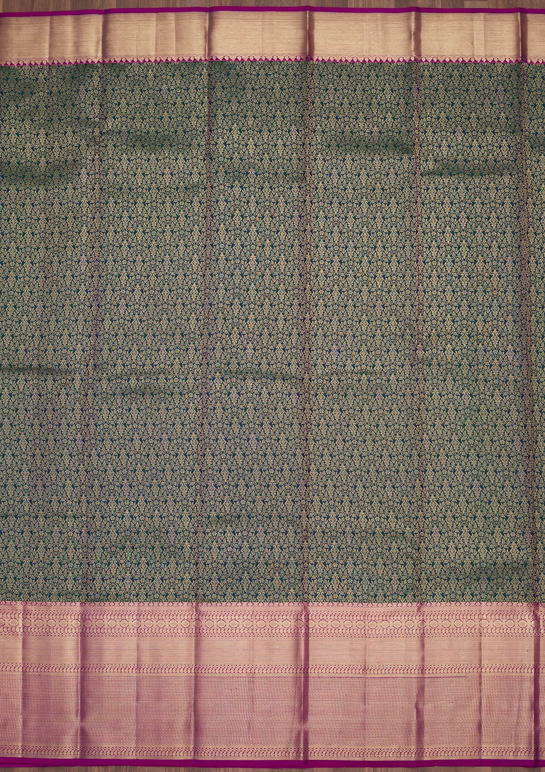 Rama Green Zariwork Pure Silk Saree-Koskii
