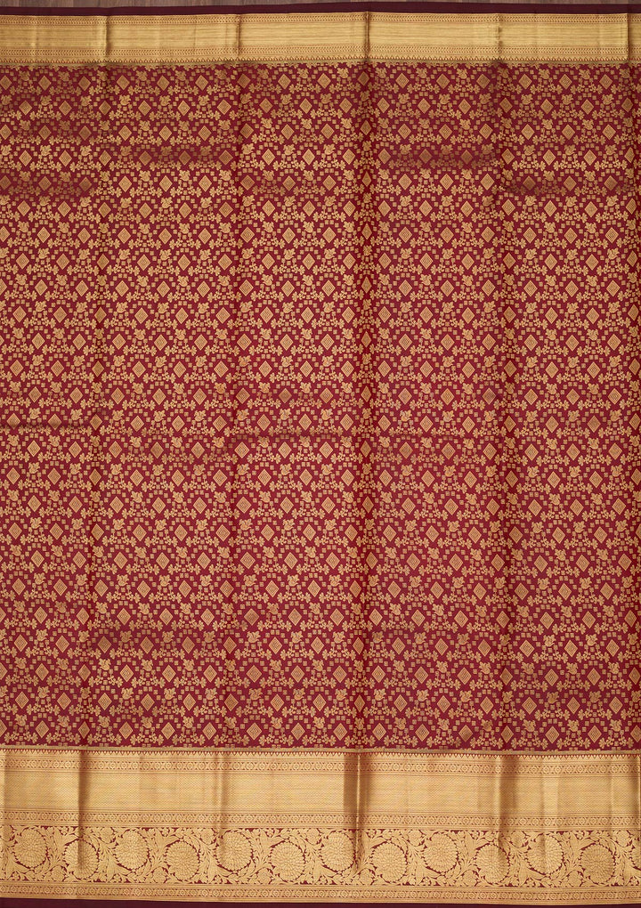 Brown Zariwork Pure Silk Saree-Koskii