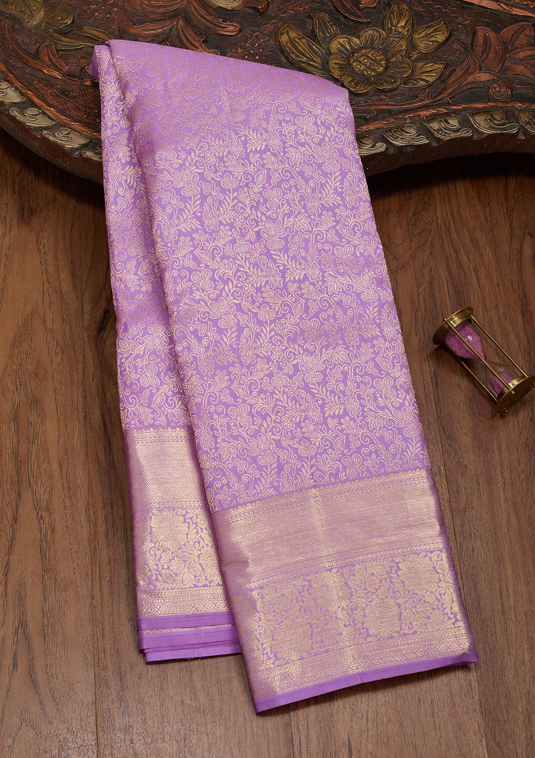 Purple Zariwork Pure Silk Saree-Koskii