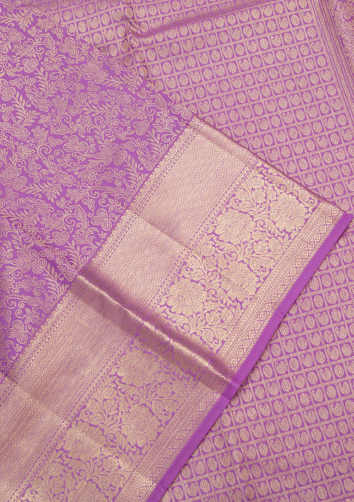 Purple Zariwork Pure Silk Saree-Koskii