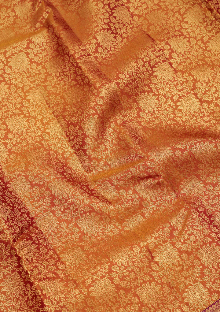 Mustard Zariwork Pure Silk Saree-Koskii