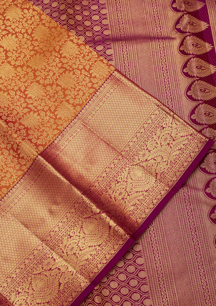 Mustard Zariwork Pure Silk Saree-Koskii