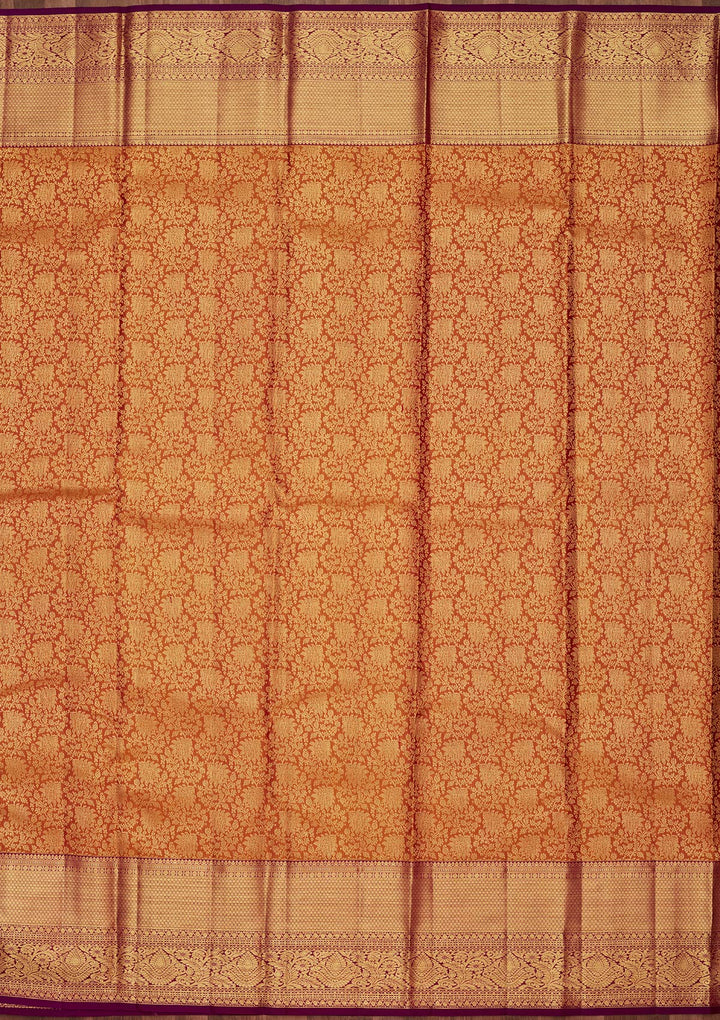Mustard Zariwork Pure Silk Saree-Koskii