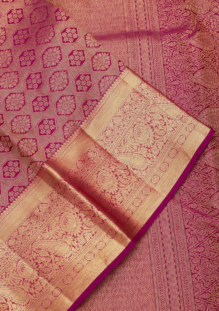 Purple Zariwork Pure Silk Saree-Koskii
