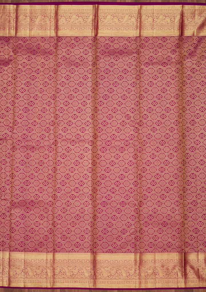 Purple Zariwork Pure Silk Saree-Koskii