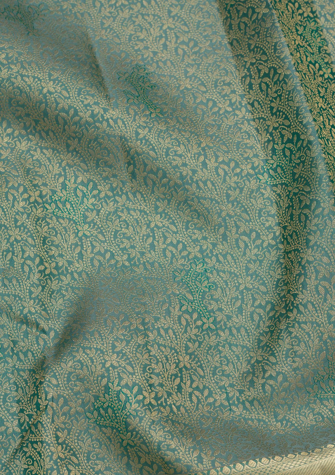 Rama Green Zariwork Pure Silk Saree-Koskii