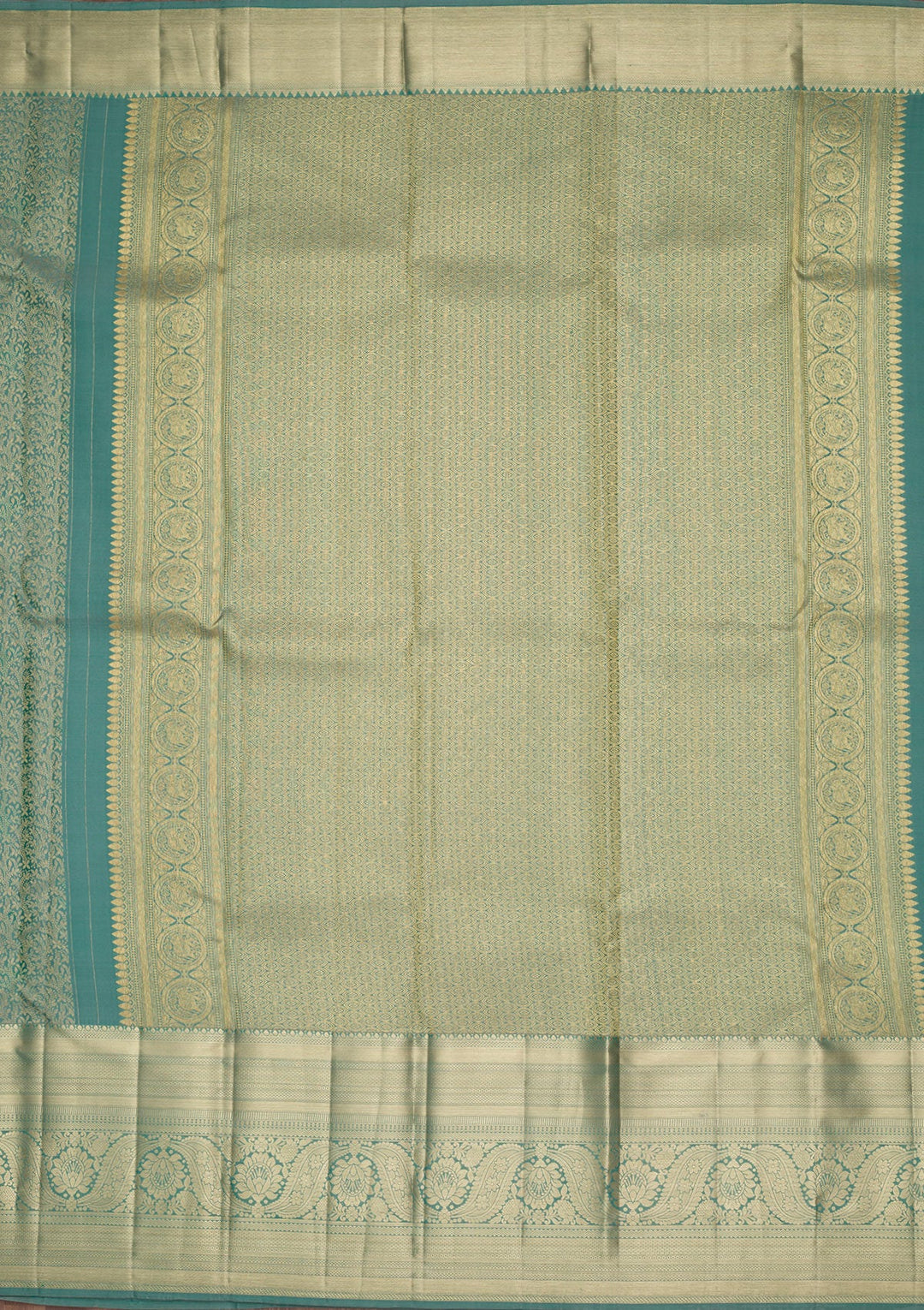 Rama Green Zariwork Pure Silk Saree-Koskii
