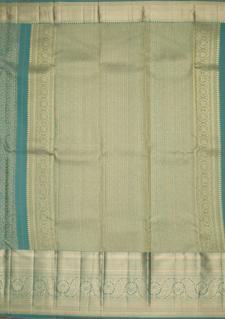 Rama Green Zariwork Pure Silk Saree-Koskii