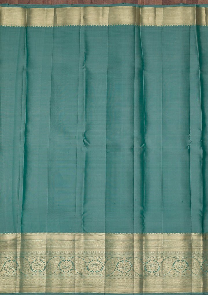 Rama Green Zariwork Pure Silk Saree-Koskii