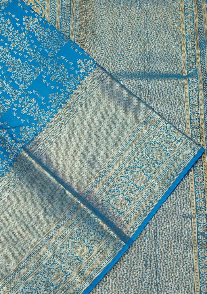Royal Blue Zariwork Pure Silk Saree-Koskii