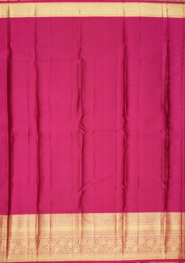 Bottle Green Zariwork Pure Silk Saree-Koskii