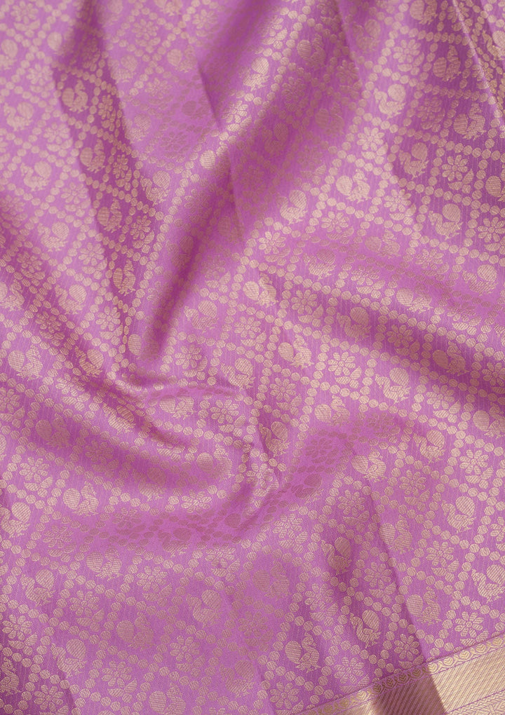 Lavender Zariwork Pure Silk Saree-Koskii
