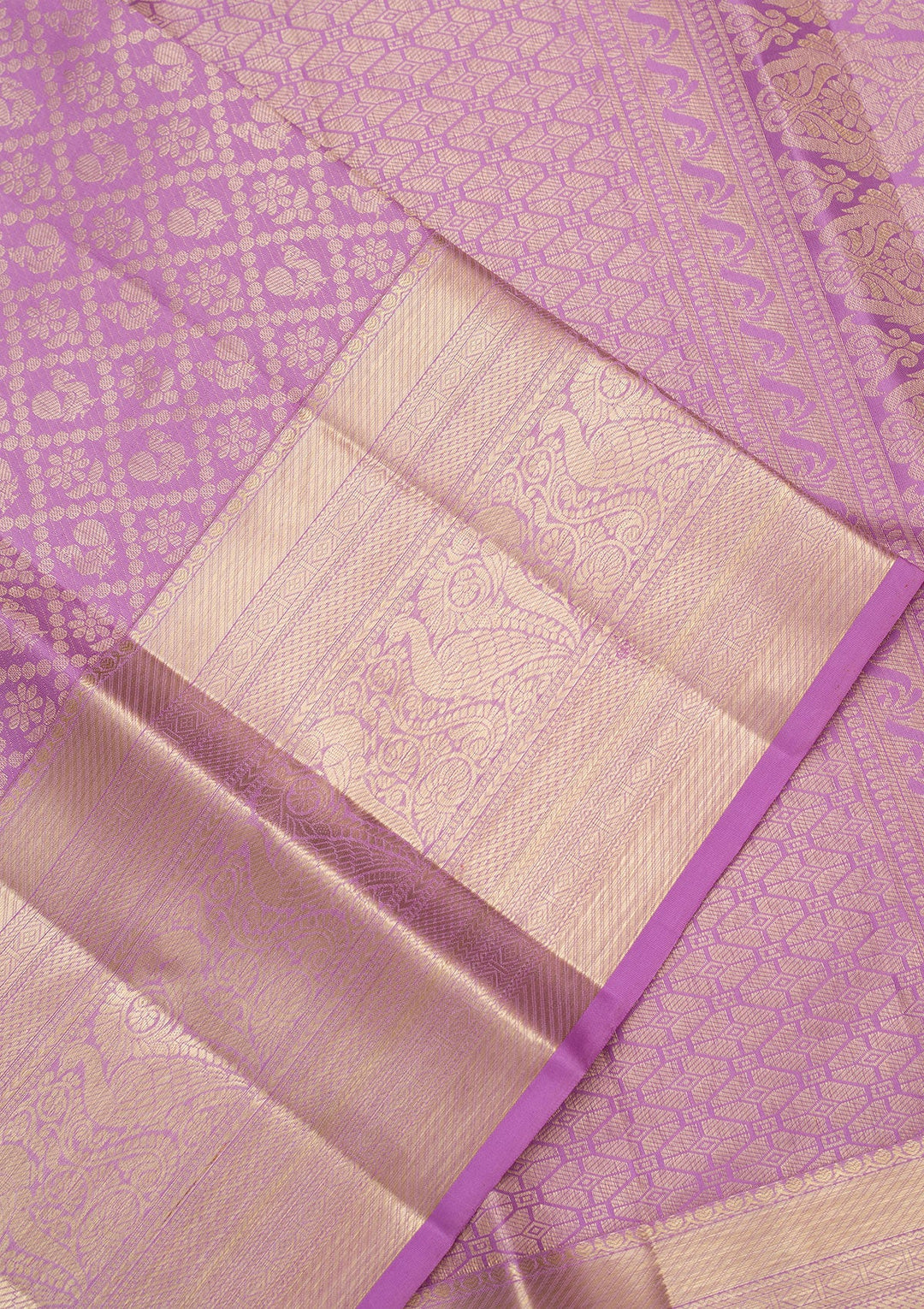 Lavender Zariwork Pure Silk Saree-Koskii
