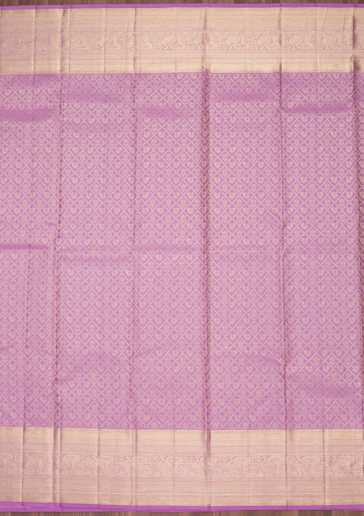 Lavender Zariwork Pure Silk Saree-Koskii