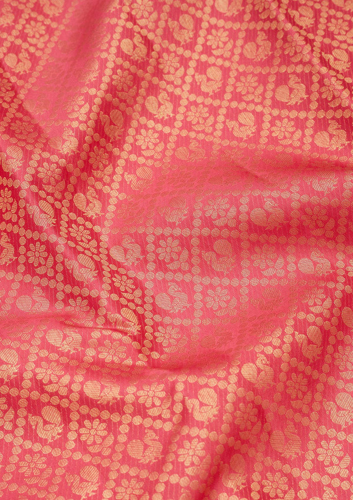 Rani Pink Zariwork Pure Silk Saree-Koskii