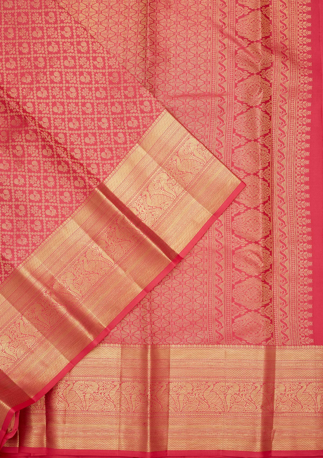 Rani Pink Zariwork Pure Silk Saree-Koskii