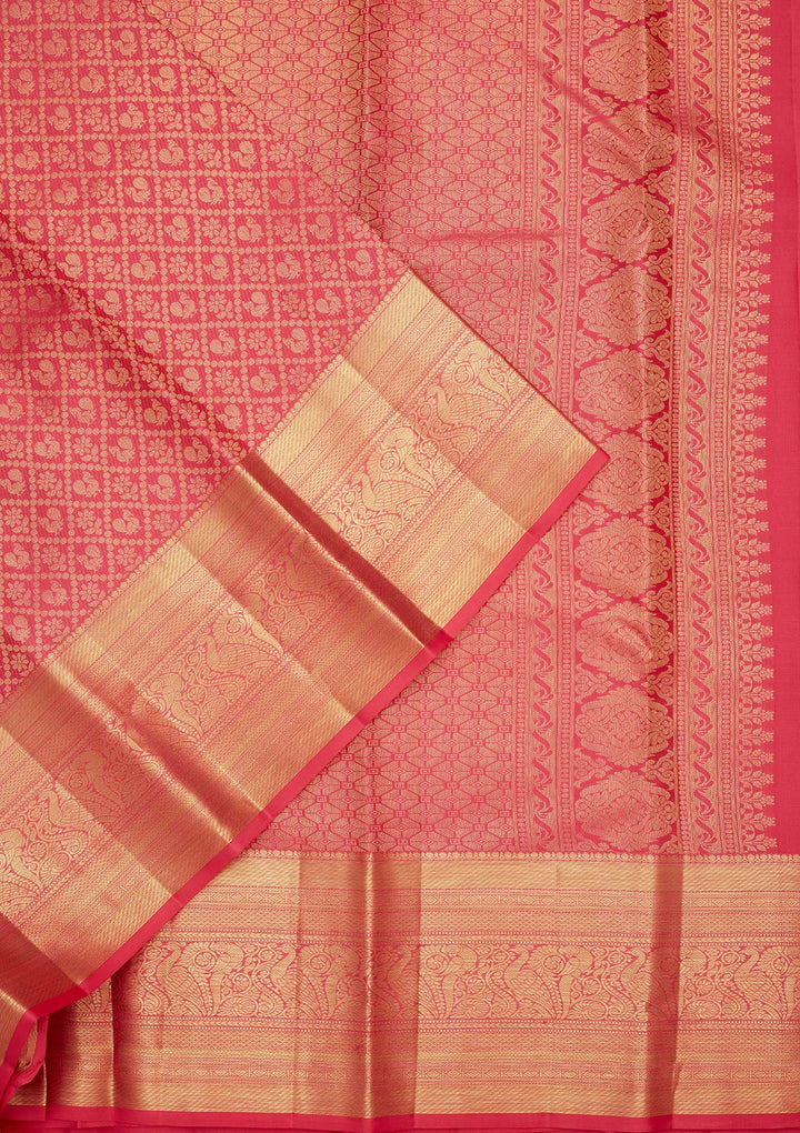 Rani Pink Zariwork Pure Silk Saree-Koskii