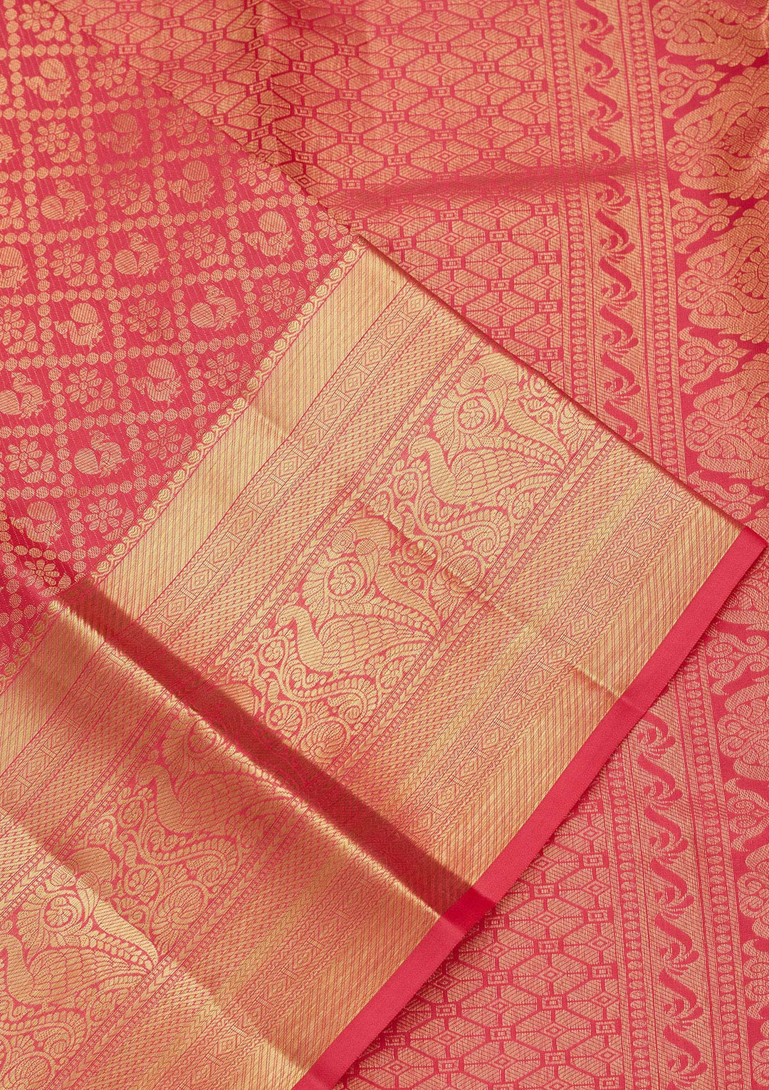 Rani Pink Zariwork Pure Silk Saree-Koskii