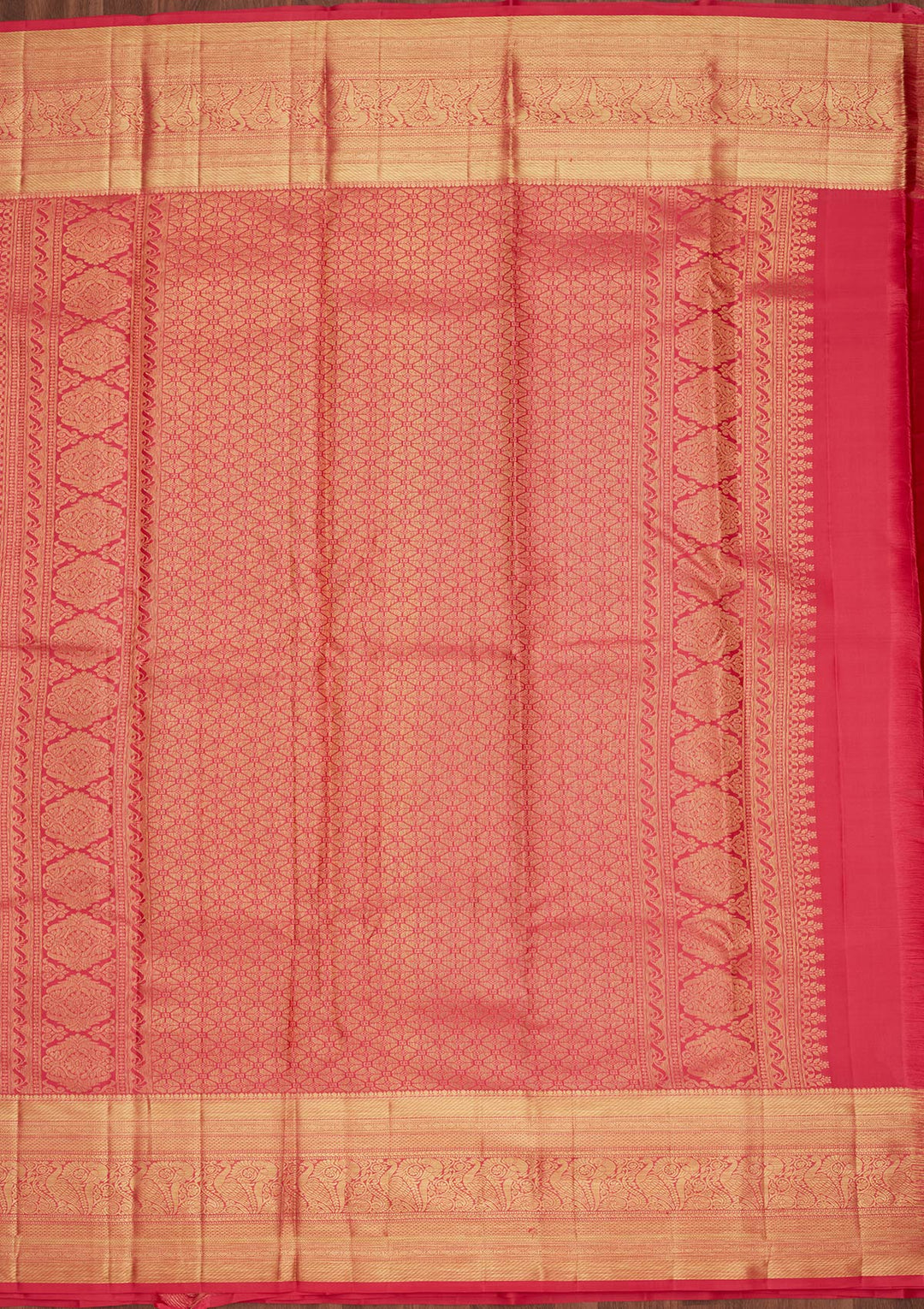 Rani Pink Zariwork Pure Silk Saree-Koskii
