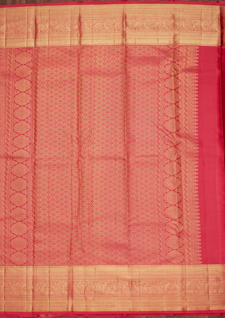Rani Pink Zariwork Pure Silk Saree-Koskii