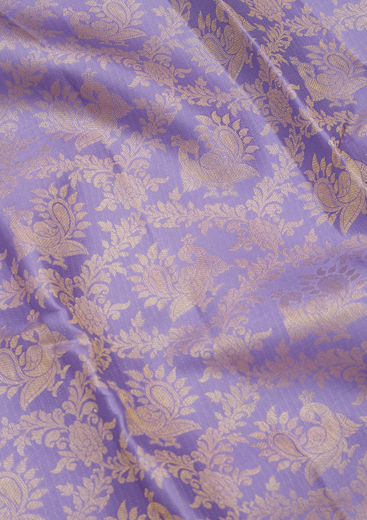 Lavender Zariwork Pure Silk Saree-Koskii