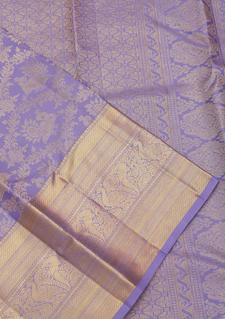 Lavender Zariwork Pure Silk Saree-Koskii