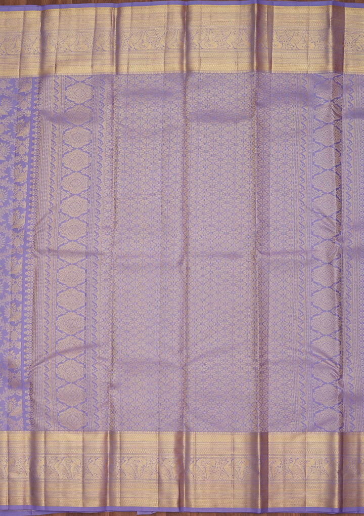 Lavender Zariwork Pure Silk Saree-Koskii