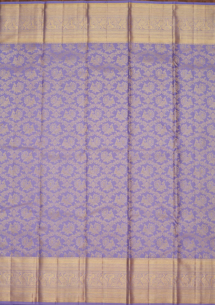 Lavender Zariwork Pure Silk Saree-Koskii