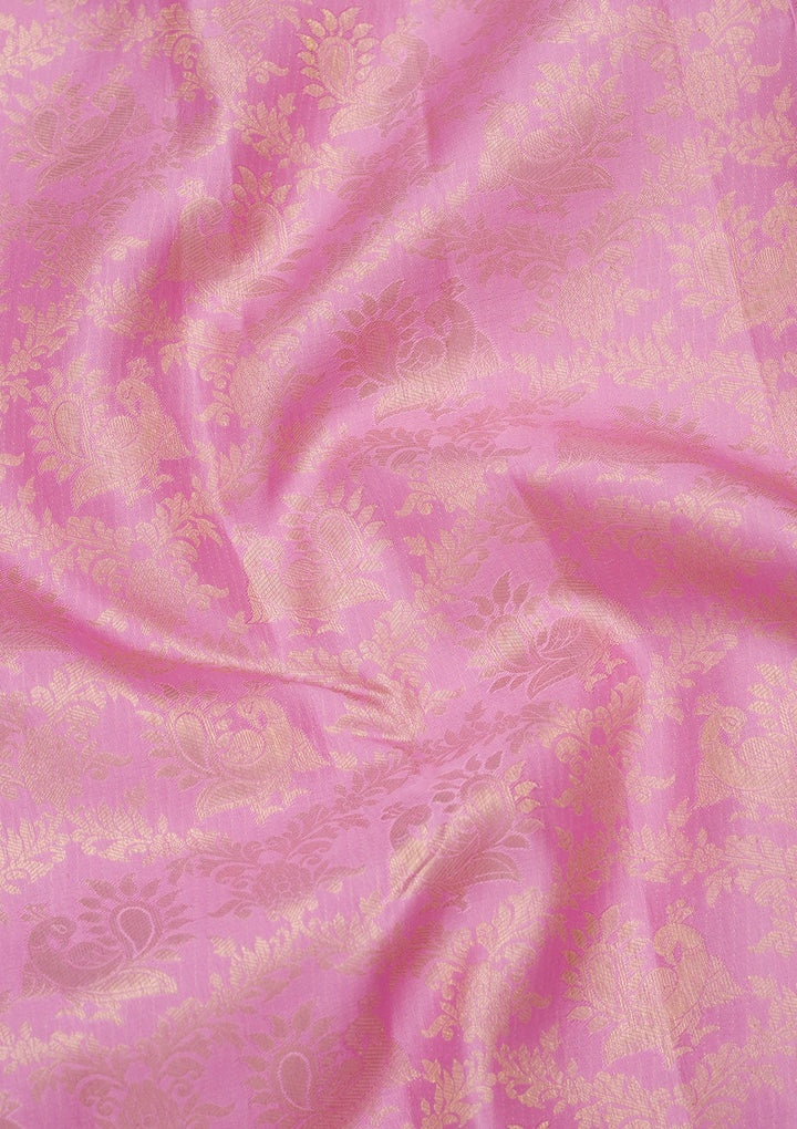 Pink Zariwork Pure Silk Saree-Koskii