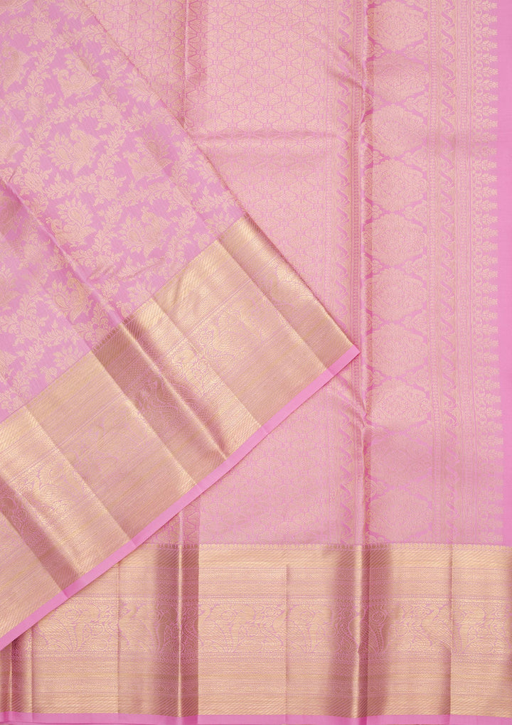 Pink Zariwork Pure Silk Saree-Koskii