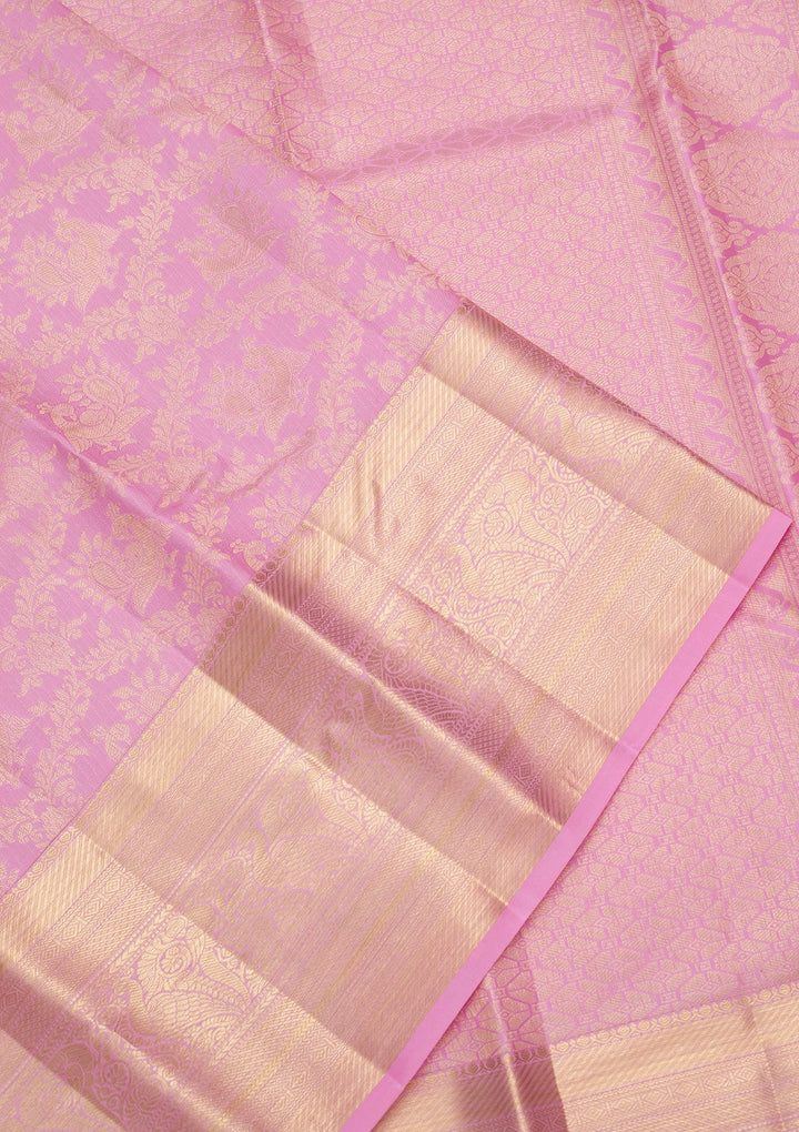 Pink Zariwork Pure Silk Saree-Koskii