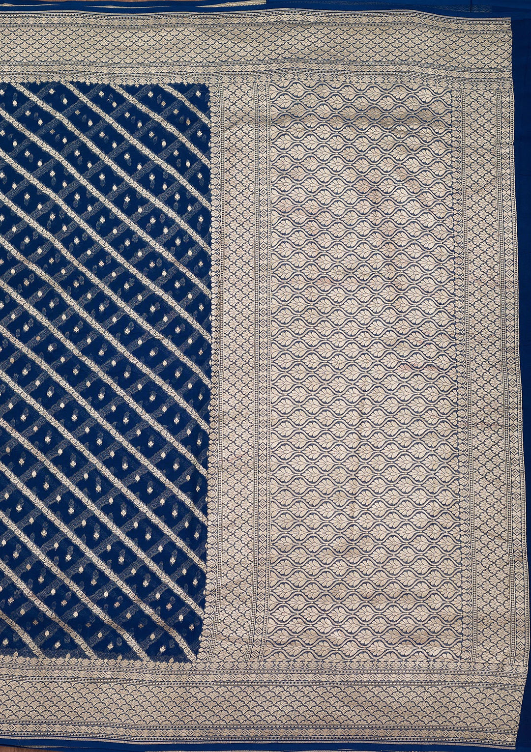 Blue Zariwork Georgette Silk_Saree