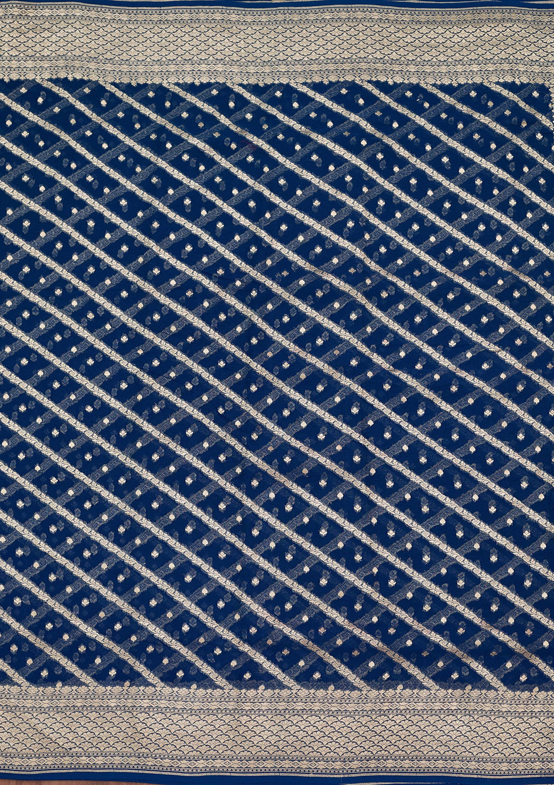 Blue Zariwork Georgette Silk_Saree