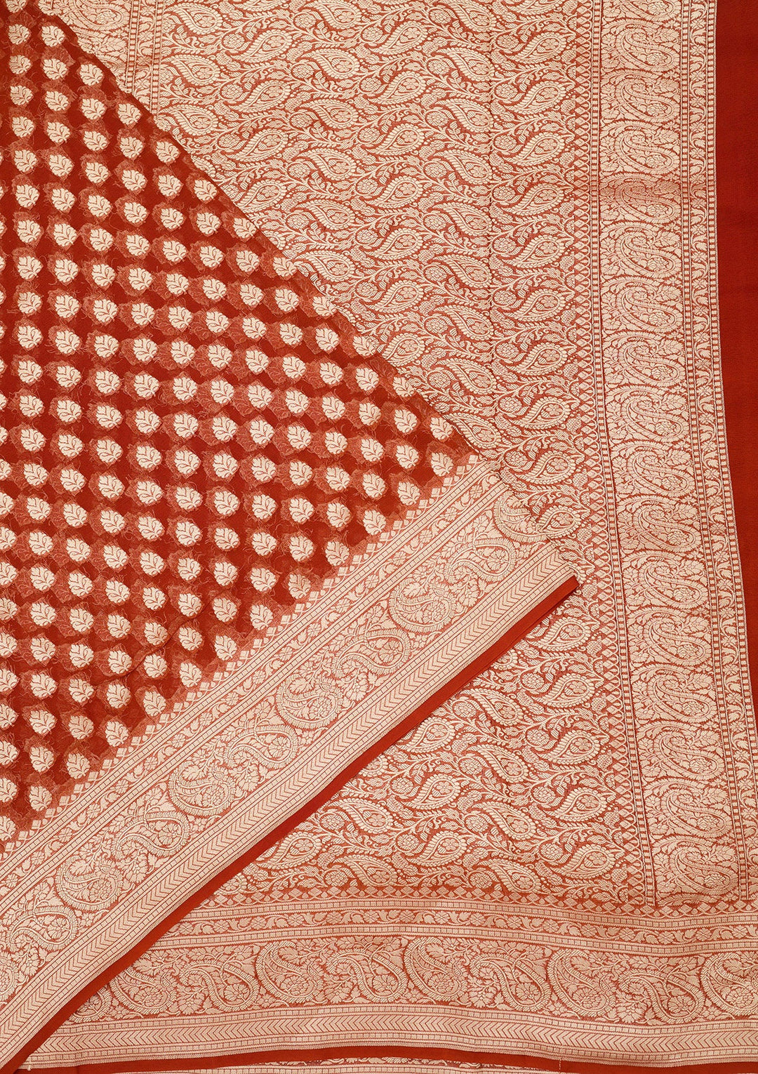 Rust Zariwork Georgette Silk_Saree