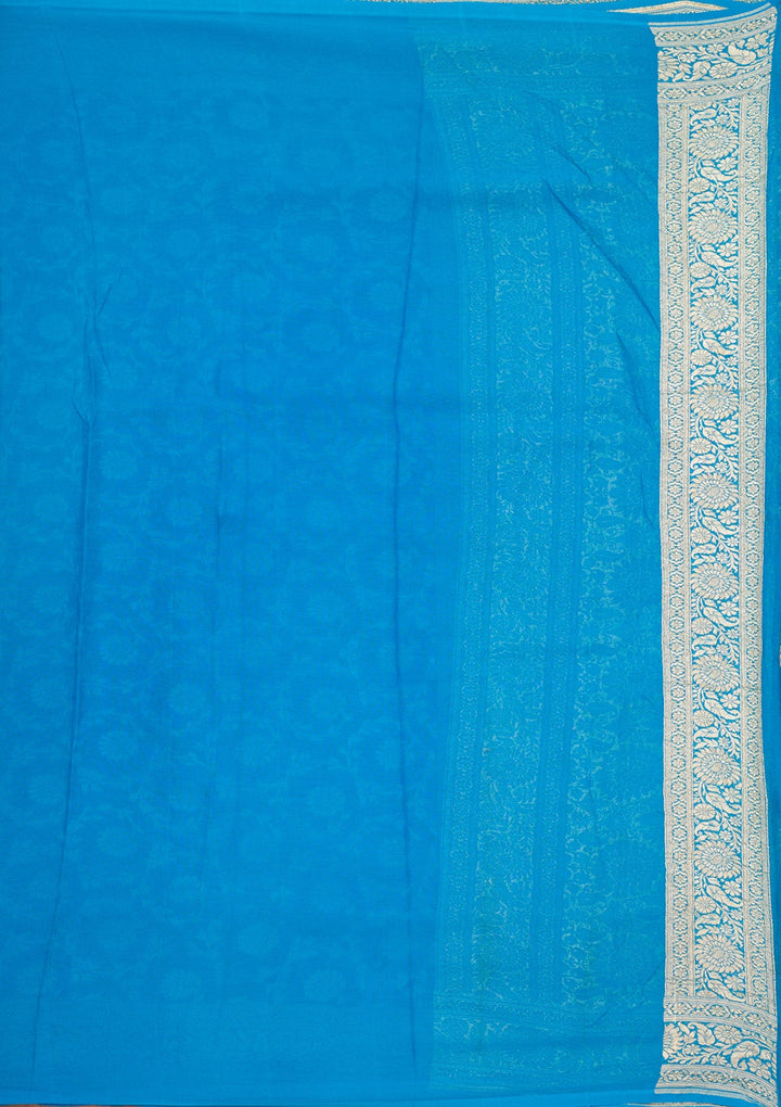 Blue Zariwork Georgette Silk_Saree