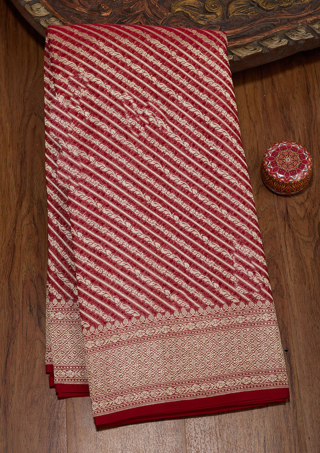 Maroon Zariwork Georgette Silk Saree-koskii