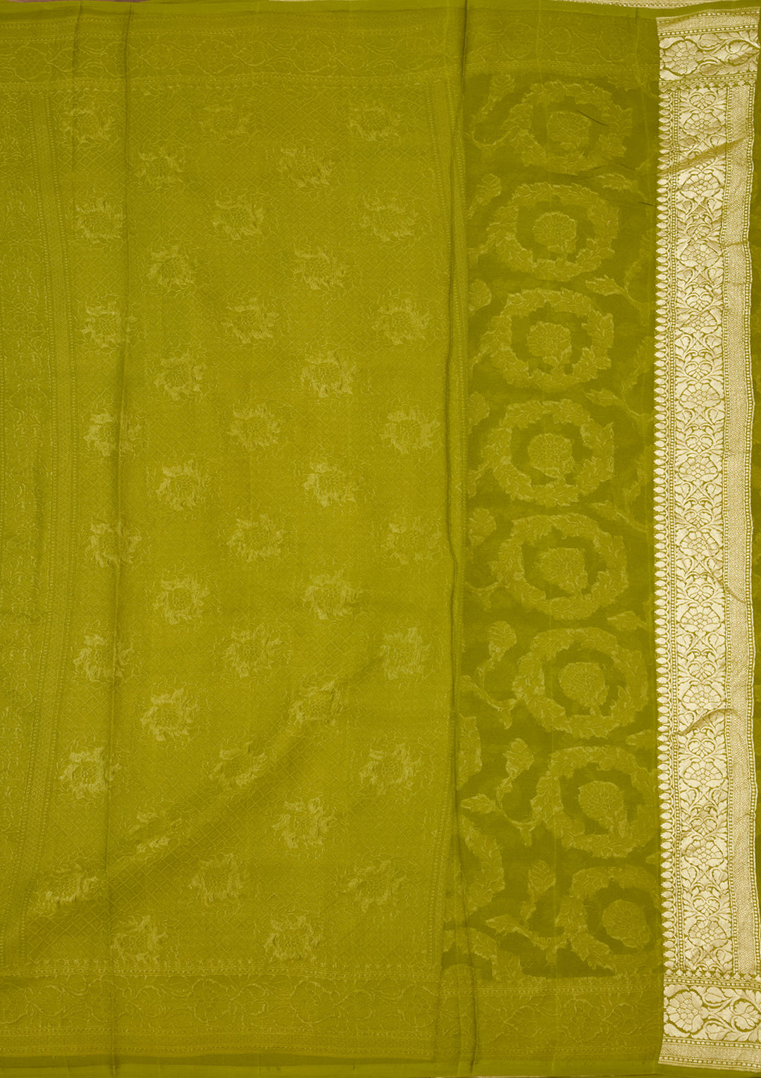 Mehendi Zariwork Georgette Silk Saree