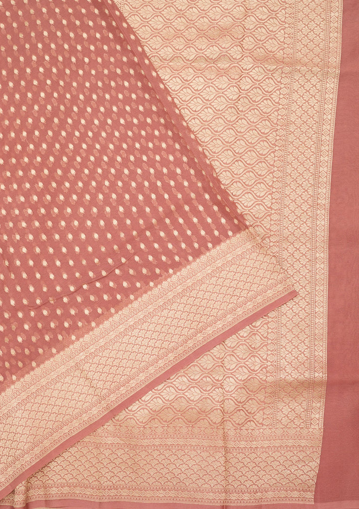 Onion Pink Zariwork (Gold) Pure Silk Saree