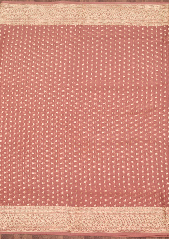 Onion Pink Zariwork (Gold) Pure Silk Saree