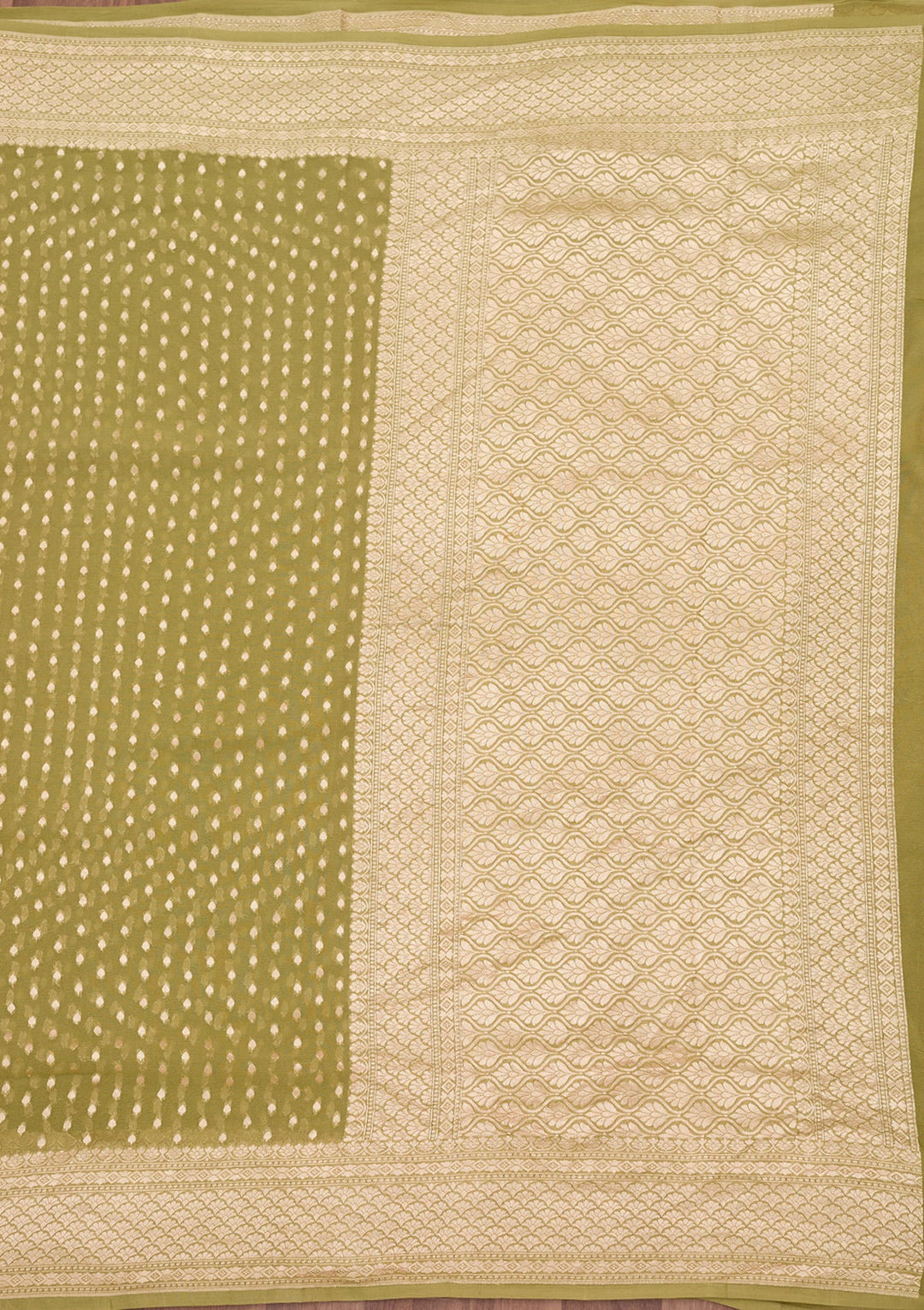 Pista Green Zariwork (Gold) Pure Silk Saree