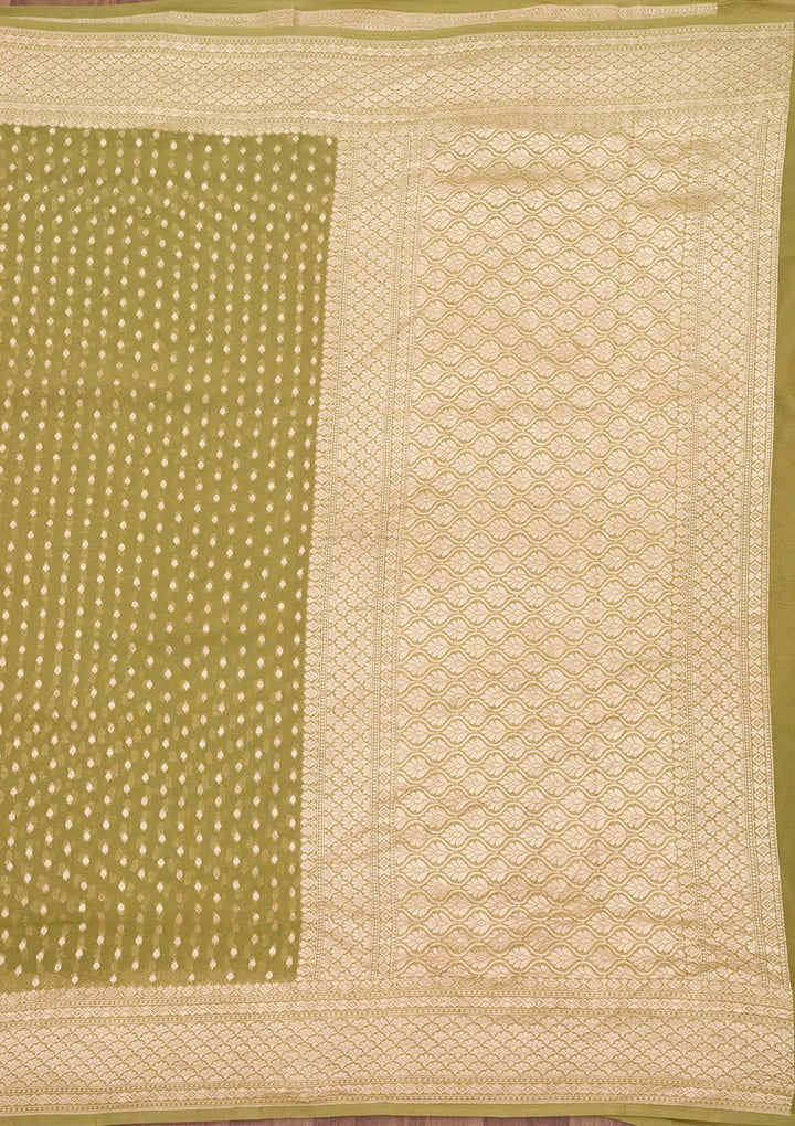 Pista Green Zariwork (Gold) Pure Silk Saree