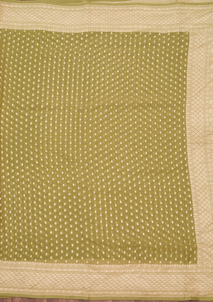 Pista Green Zariwork (Gold) Pure Silk Saree