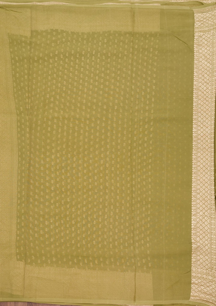 Pista Green Zariwork (Gold) Pure Silk Saree