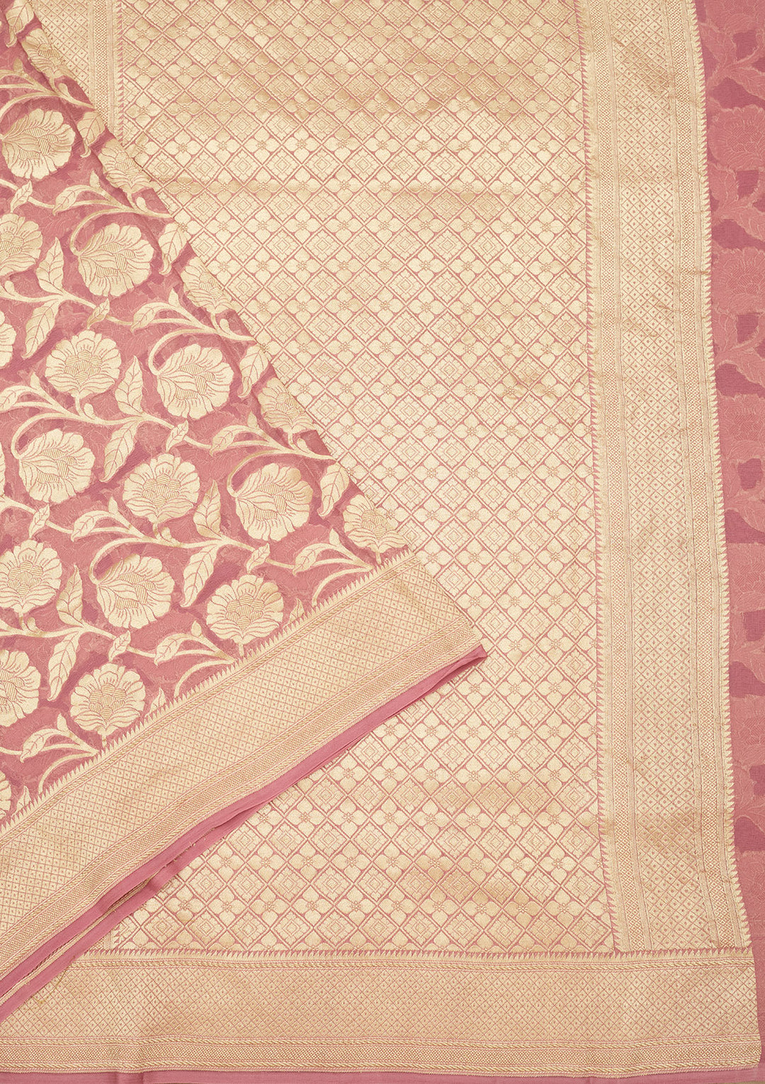 Baby Pink Zariwork (Gold) Pure Silk Silk Saree